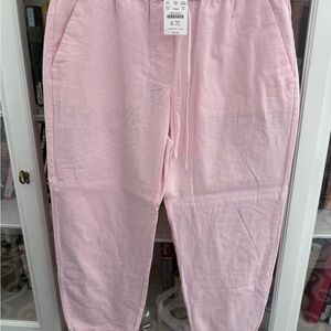 J.Crew Pink Linen Blend Drawstring Pants – Size 8 Petite NWT